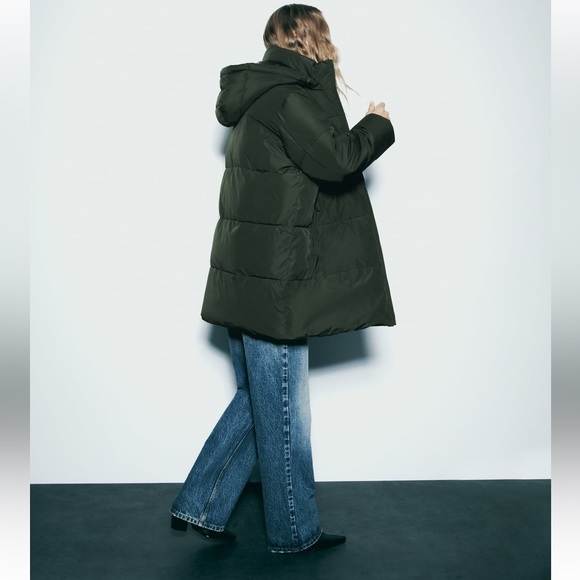 Zara NWT Water and Wind Protection Khaki Longline Hooded Anorak - Picture 5 of 17